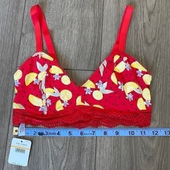 Free People Mari Printed Bralette In Red Combo Size Small - Picture 5 of 13